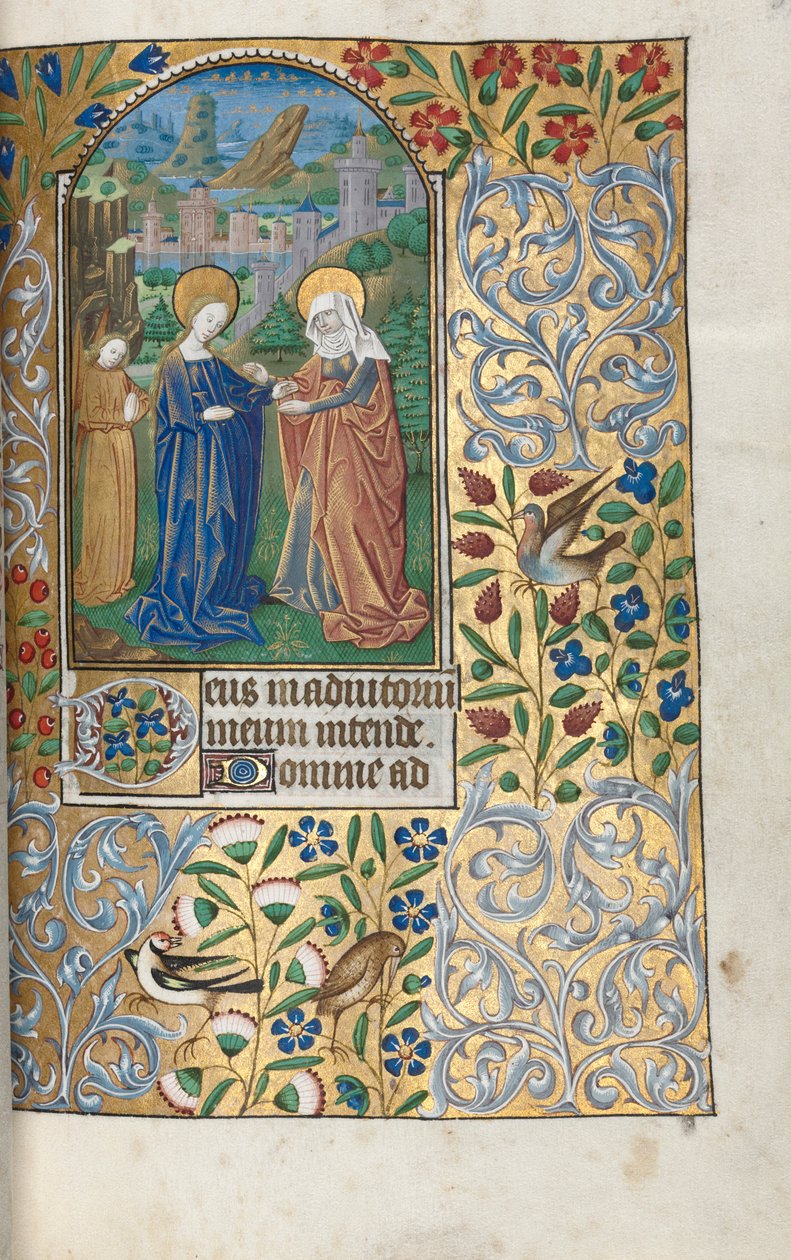 Tidsbok Användning av Rouen: fol. 39r, Visitationen, ca. 1470. av Master of the Geneva Latini
