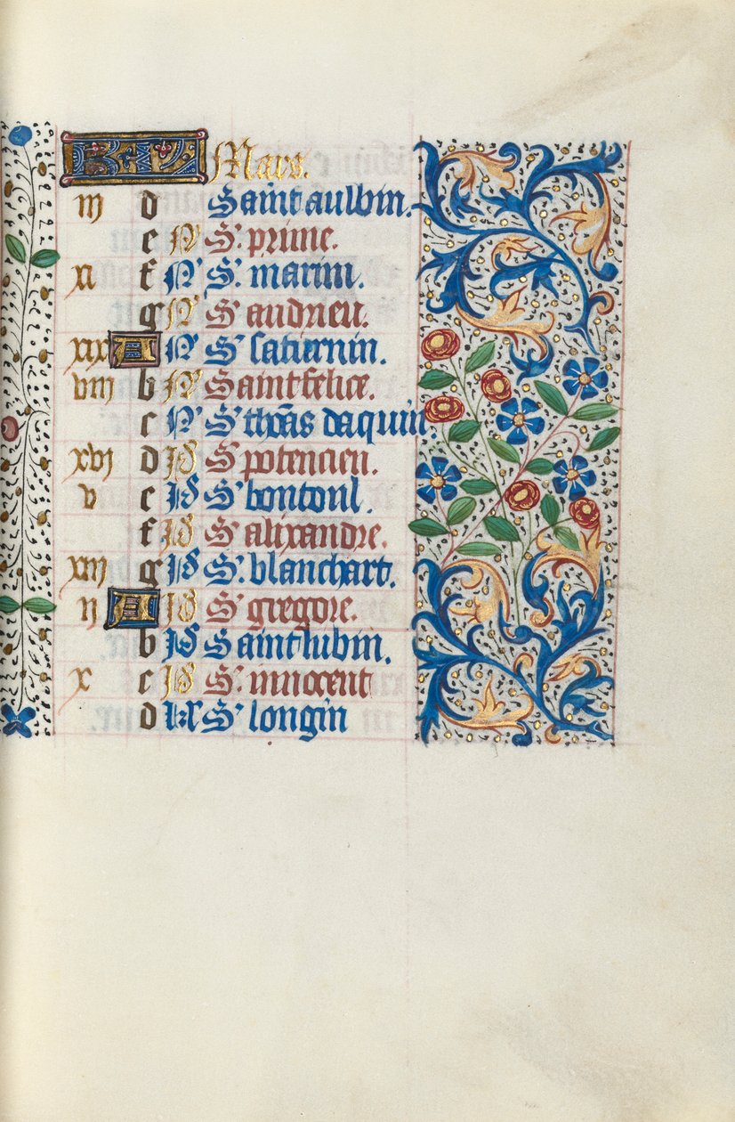 Tidsbok Användning av Rouen: fol. 3r, c. 1470. av Master of the Geneva Latini