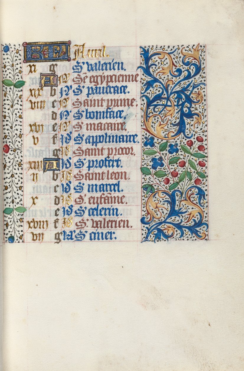 Tidsbok Användning av Rouen: fol. 4r, c. 1470. av Master of the Geneva Latini