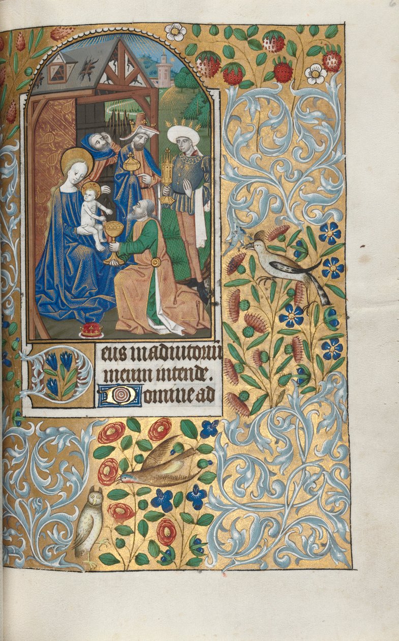 Tidsbok Användning av Rouen: fol. 64r, Tillbedjan av Magi, ca. 1470. av Master of the Geneva Latini