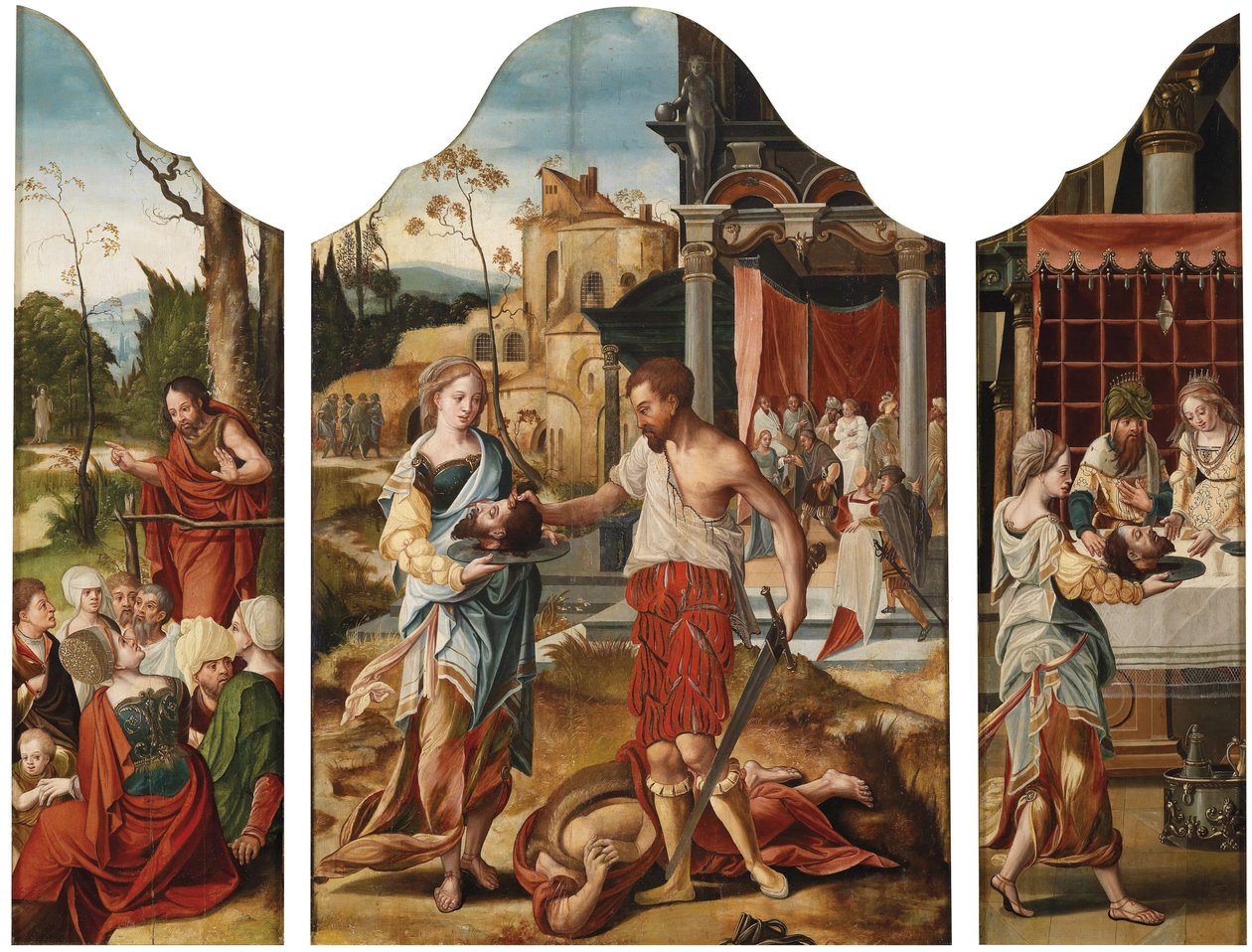 Triptyk med scener ur Johannes Döparens liv, ca 1530 av Master of the Gent Adultress