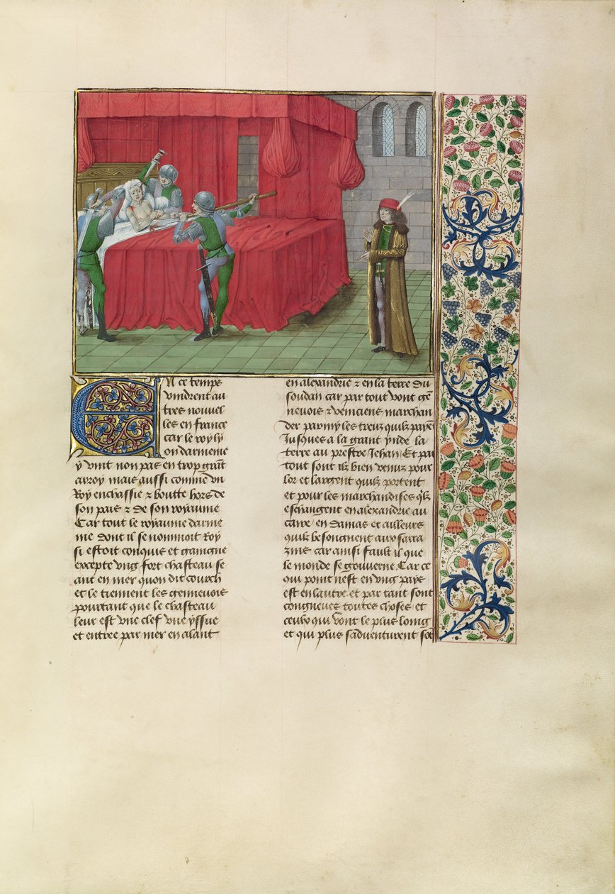 Kungen av Cypern dödad av sina bröders förföljare av Master of the Getty Froissart