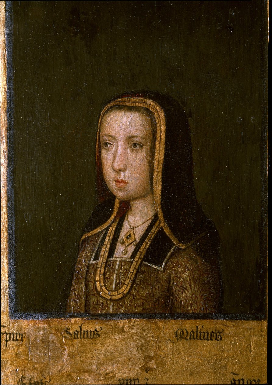 Porträtt av Margarita av Österrike, 1494 (målning på trä) av Master of the Guild of Saint George