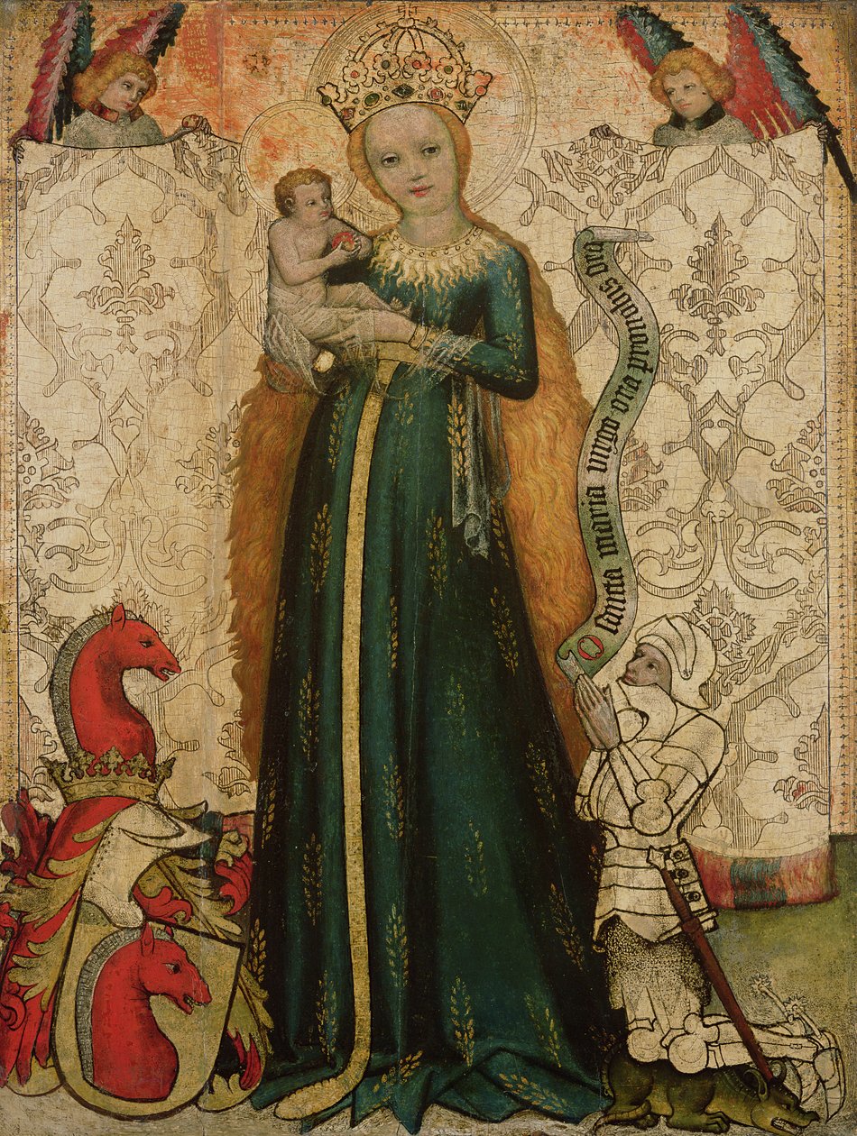 Madonna och barn med majsöron, 1440-50 av Master of the Hallein Altarpiece