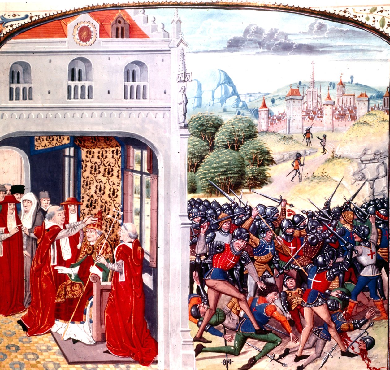 Invigning av påven Gregorius IX i Avignon Frankrike (pontifikat 1227-1241) av Jean Froissart (vellum) av Master of the Harley Froissart