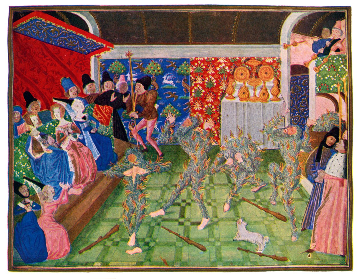 Maskerad vid det franska hovet, 1393, 1470-1475. av Master of the Harley Froissart