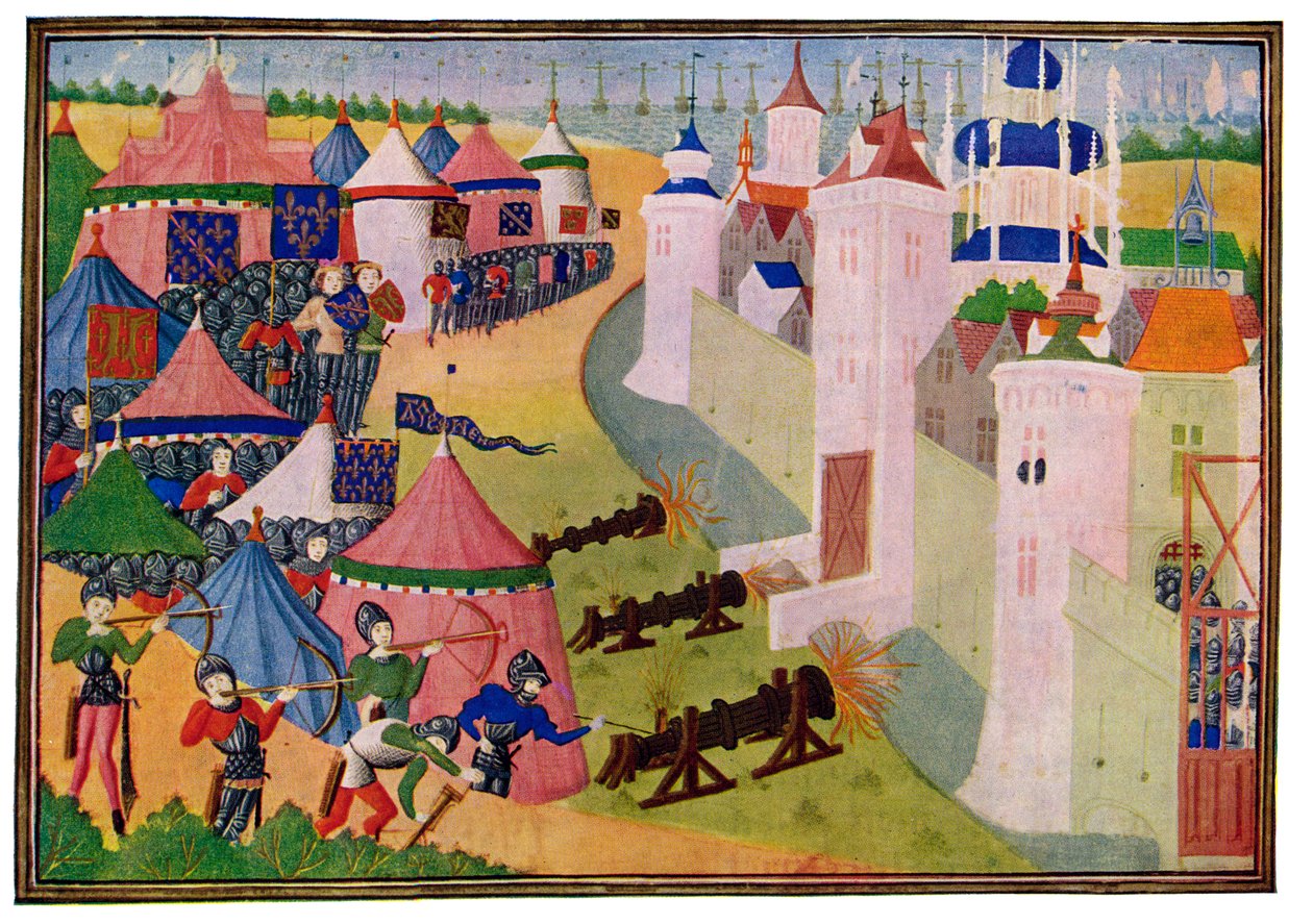 Anfallet på den starka staden Afrique, 1400-talet. av Master of the Harley Froissart