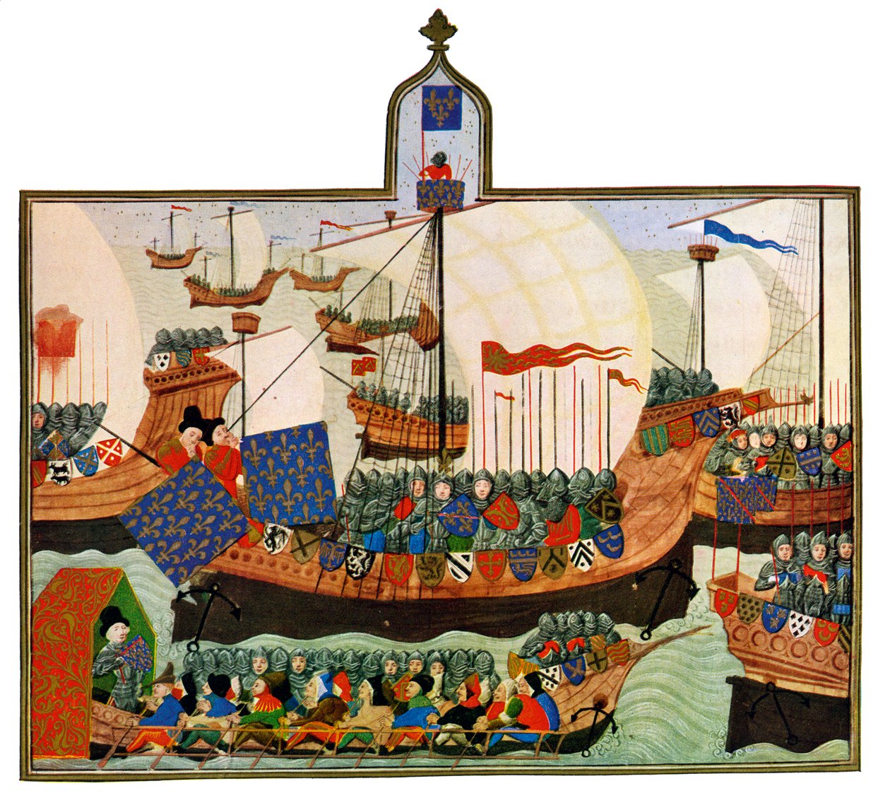 Fransmännens och genuernas expedition till Barbary, 1400-talet. av Master of the Harley Froissart