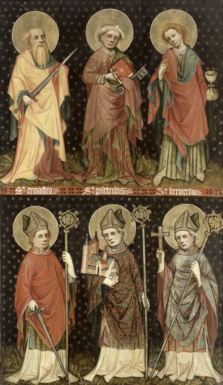 Sex heliga av Master of the Holy Barefoot Altarpiece