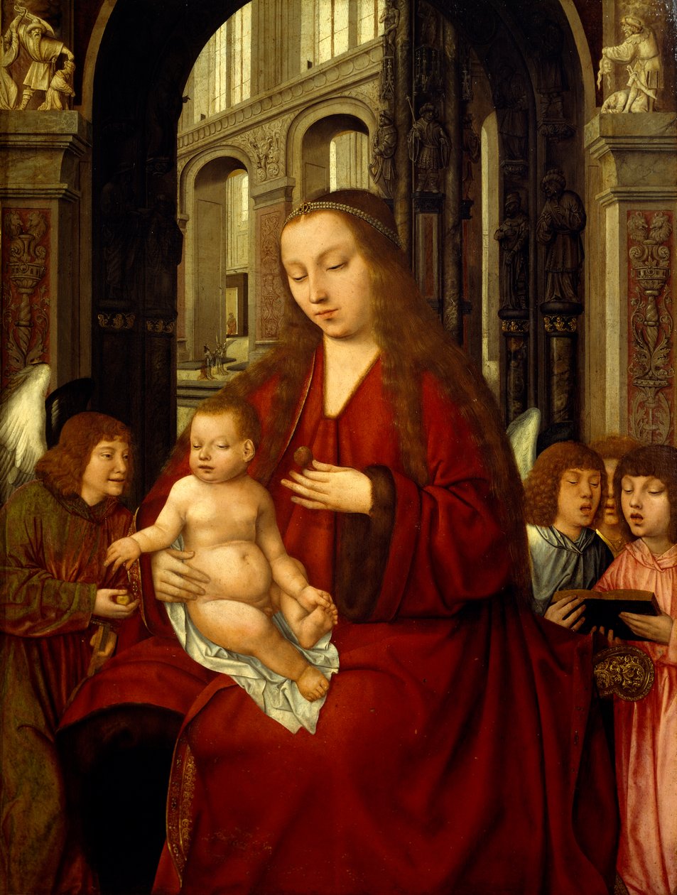Madonna med barn, tidigt 1500-tal (målning) av Master of the Holy Blood