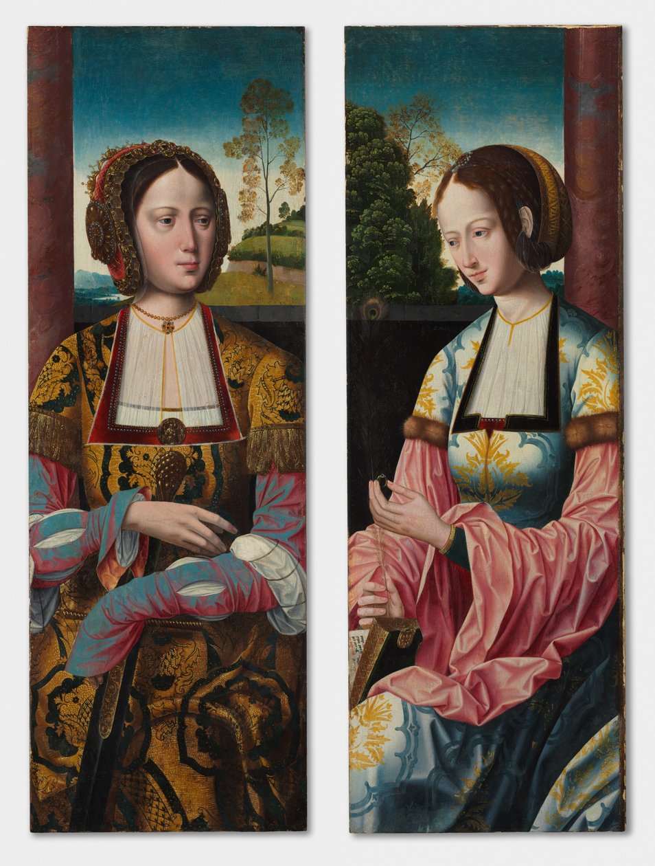 Saint Catherine och Saint Barbara (par) av Master of the Holy Blood