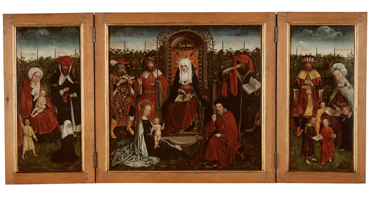 Poortakker Triptych, c.1500-10 (olja på panel) av Master of the Holy Family of St. Anne