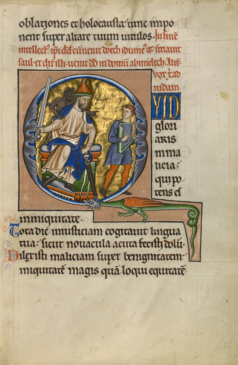 Inledande fråga: David före Saul av Master of the Ingeborg Psalter