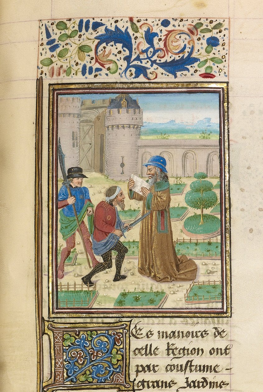Parmenions död, ca 1470-1475. av Master of the Jardin de vertueuse consolation