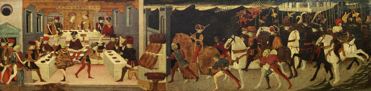 Berättelsen om Alatiel, till häst och vid en bankett (panel) av Master of the Jarves Chest
