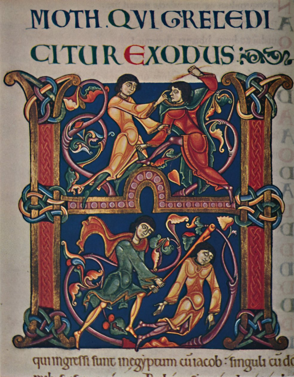 Initial från Winchester Bible, c1150 AD, c1950. av Master of the Leaping Figures