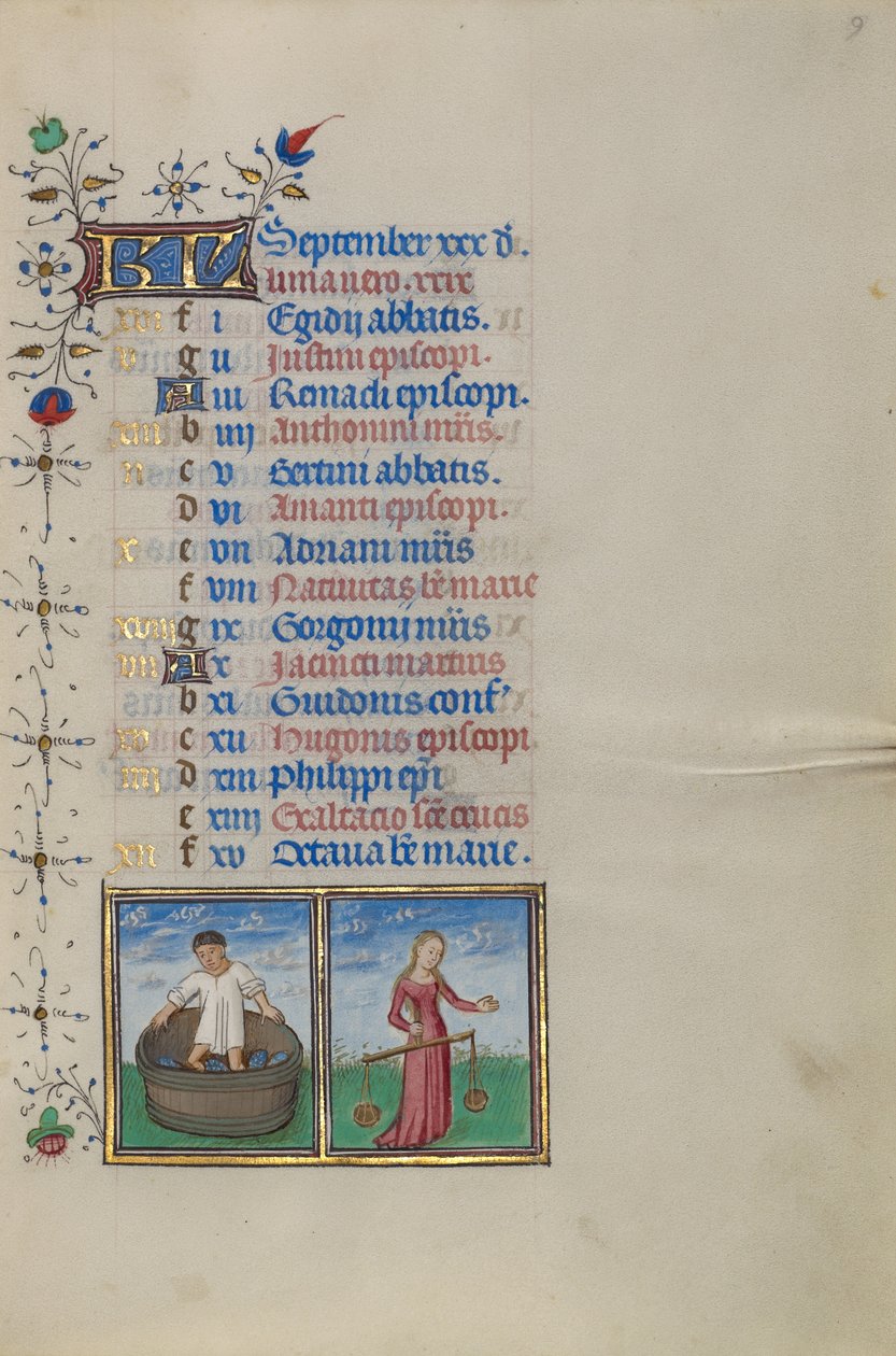 Kalendersida för september; Vinframställning; Vågen av Master of the Lee Hours