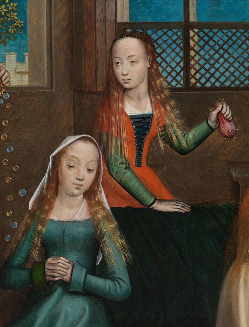 Detalj av St Nicholas välgörenhet, från St. Nicholas altartavla, c.1486-93 (olja på panel) av Master of The Legend of St. Lucy