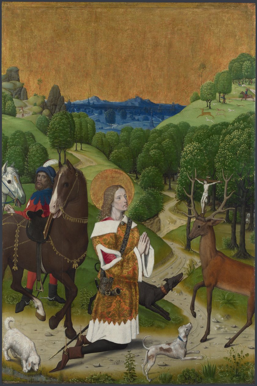 Sankt Huberts omvändelse. Slutare från Werdens altartavla, ca 1485 av Master of the Life of the Virgin