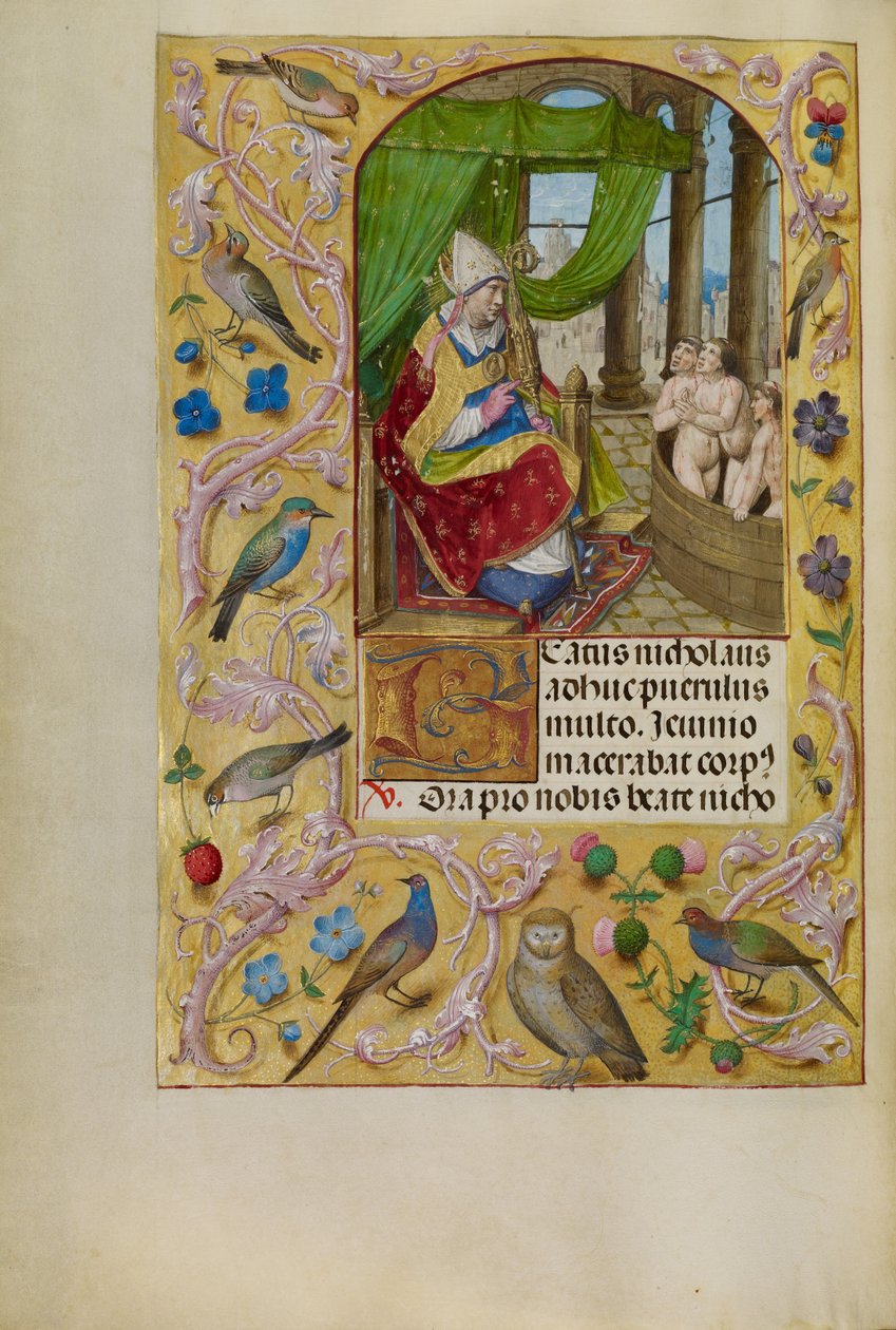 Sankt Nikolaus räddar tre ungdomar ur badkar av Master of the Lübeck Bible