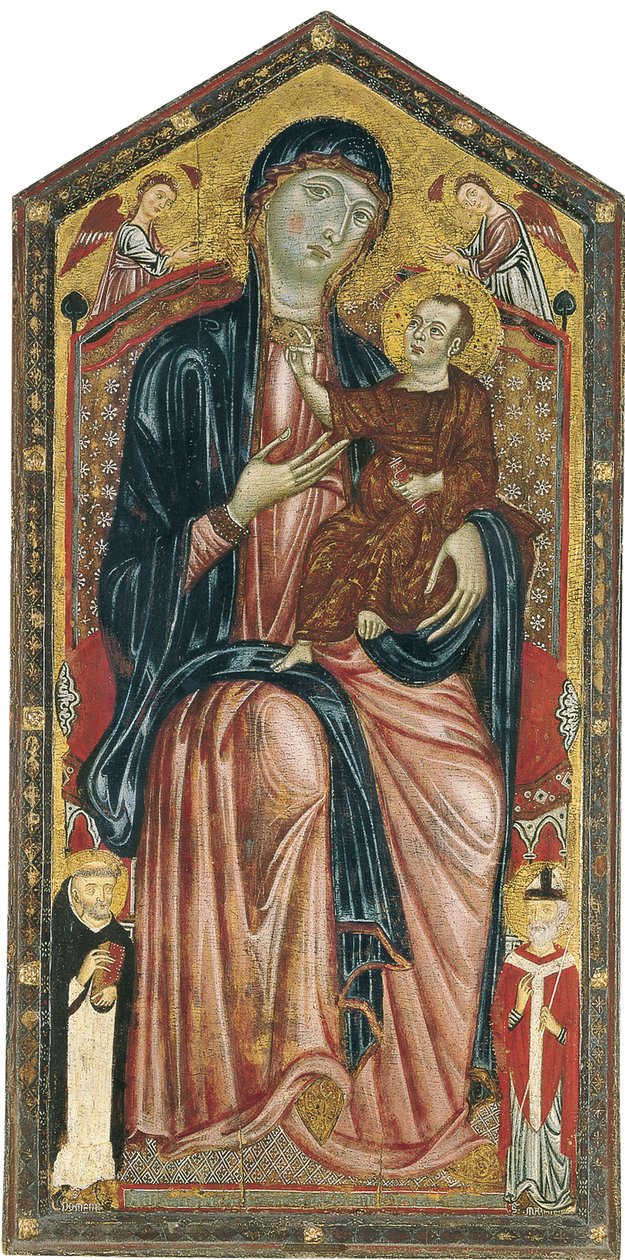 Jungfrun och barnet tronade med Saints Dominic, Martin och två änglar av Master of the Magdalen