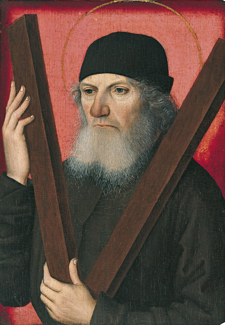 Porträtt av en man som Saint Andrew av Master of the Magdalen Legend