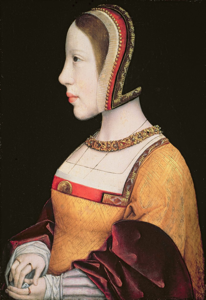 Drottning Elisabeth von Habsburg (1501-26) av Danmark (1501-26) c.1514-15 (olja på ekskiva) av Master of the Magdalen Legend