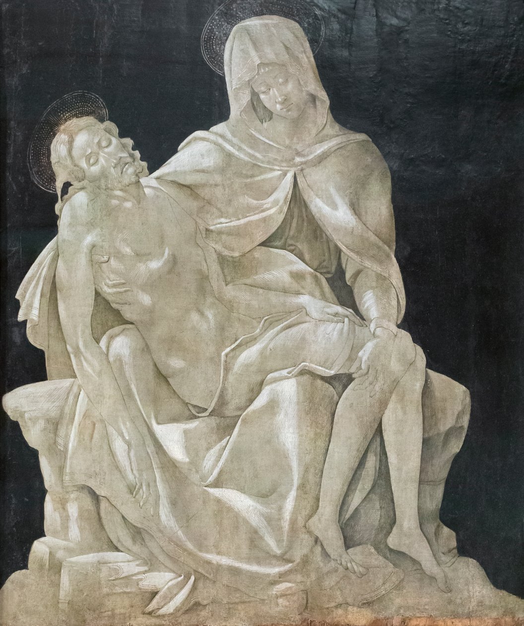 Sörjande den döde Kristus (Pietà), mästaren på Madonna av Manchester av Master of the Manchester Madonna (attr. to)