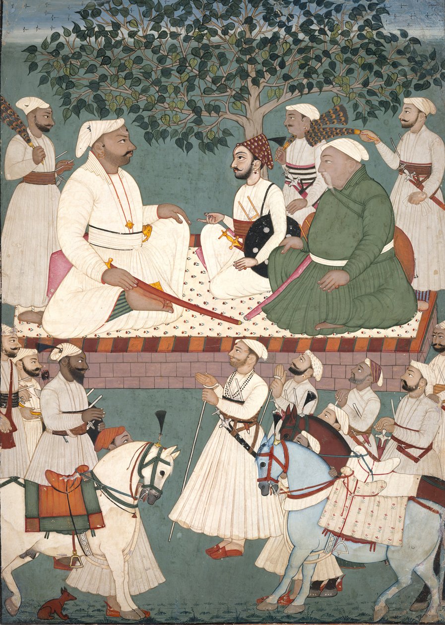 Maharaja Sidh Sen tar emot en ambassad, Co. 1700-10. av Master of the Mandi atelier