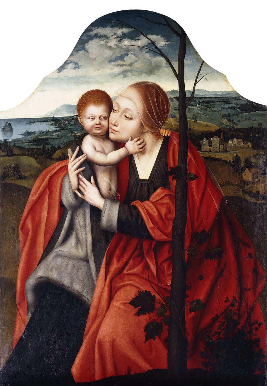 Jungfrun och barnet sitter vid ett träd av Master of the Mansi Magdalen