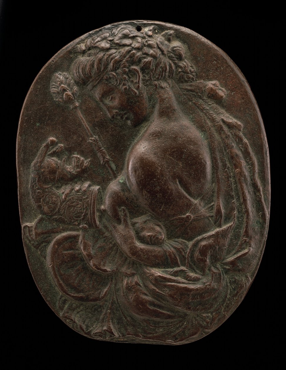 En Bacchante, sent 1400-tal eller tidigt 1500-tal. av Master of the Martelli Mirror