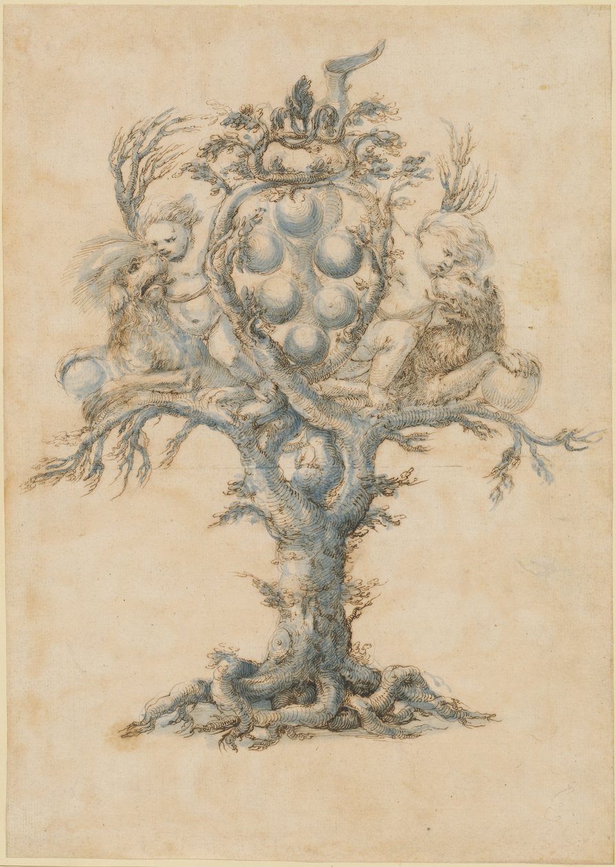 En vinkaraff med Lions och Putti av Master of the Medici Banquet Decanters