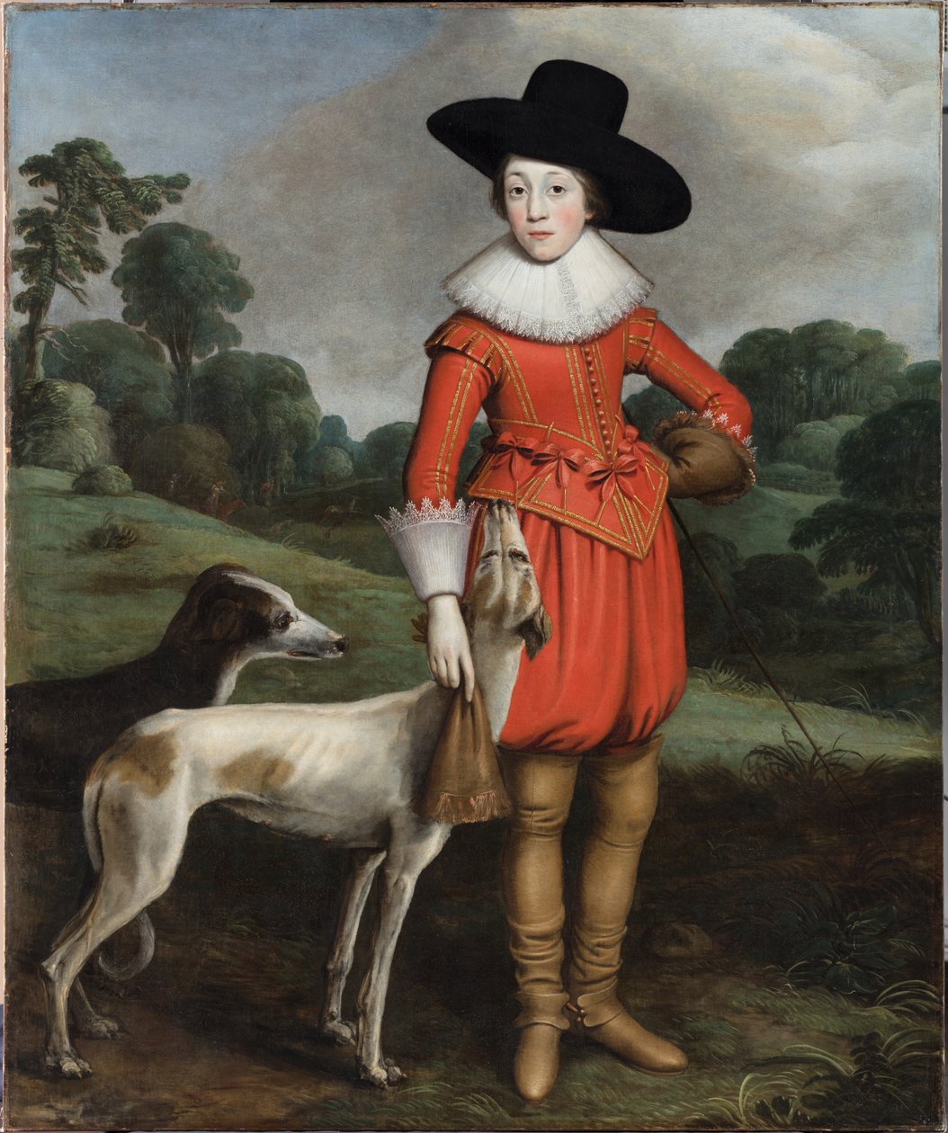 Ett porträtt av William II, Prince of Orange, som en pojke (olja på duk) av Master of the Monteviot Boy in Red
