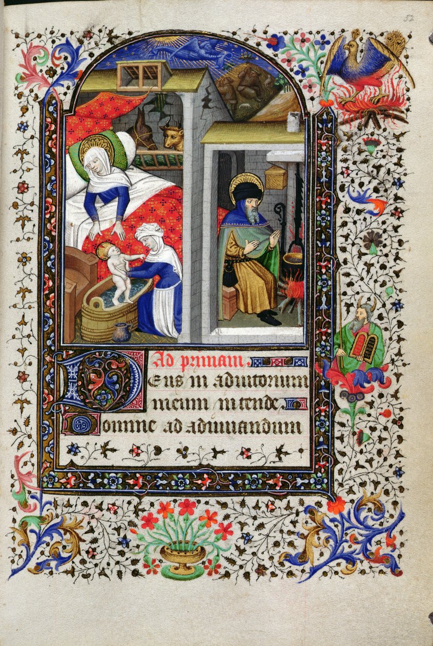 Lägg till 18192 f.52 Nativity, från a Book of Hours, Paris, c.1435 av Master of the Munich Golden Legend