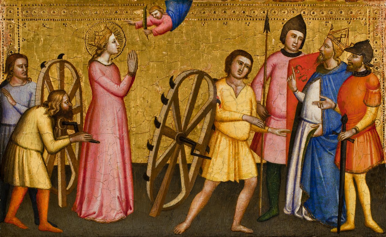 Den heliga Katarinas prövningar av Alexandria, 1365-90 av Master of the Orcagnesque Misericordia