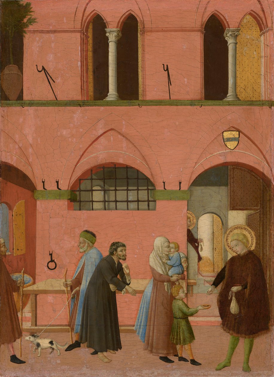 Sankt Antonius delar ut sina rikedomar till de fattiga, ca 1430-1435 (tempera på poppelpanel) av Master of the Osservanza