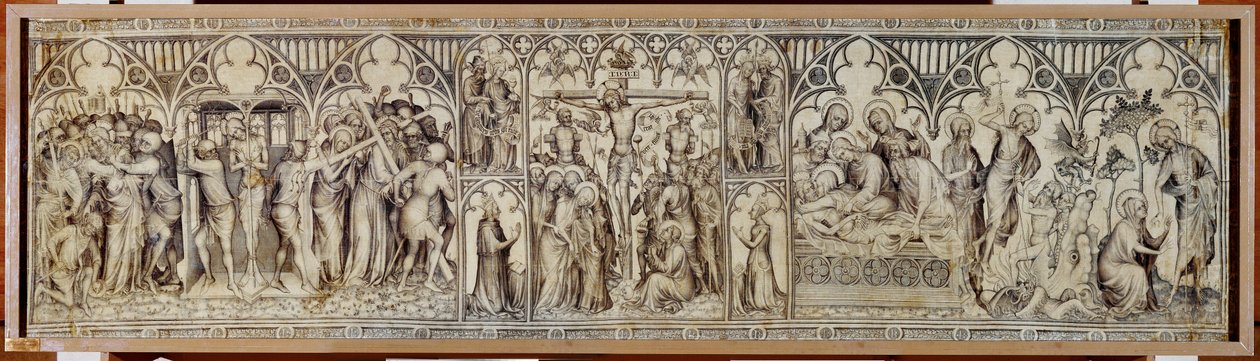 Narbonne-altaret: Kristus tillfångatagen, hånad, törnekrona, korsfästelse, gravläggning, uppståndelse ... av Master of the Parement of Narbonne