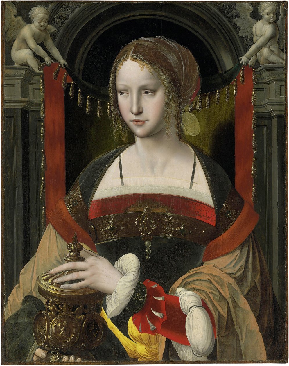 Sainte Marie Madeleine - Målning av papegojans mästare (Antwerpen, första tredjedelen av 1500-talet), olja på trä (73,6 x 58,4 cm) av Master of the Parrot