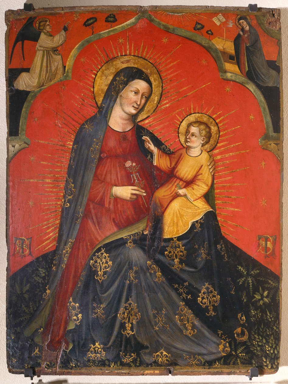 Madonna and Child and Annunciation, c.1390 (tempera på panel) av Master of the Pesaro Crucifix