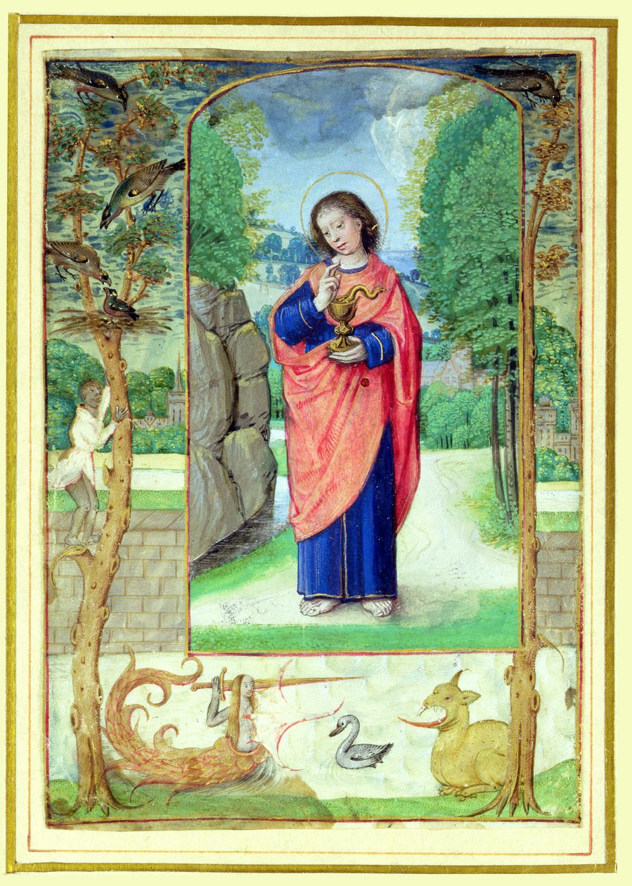 Johannes evangelisten, från en timbok av Master of the Prayerbook