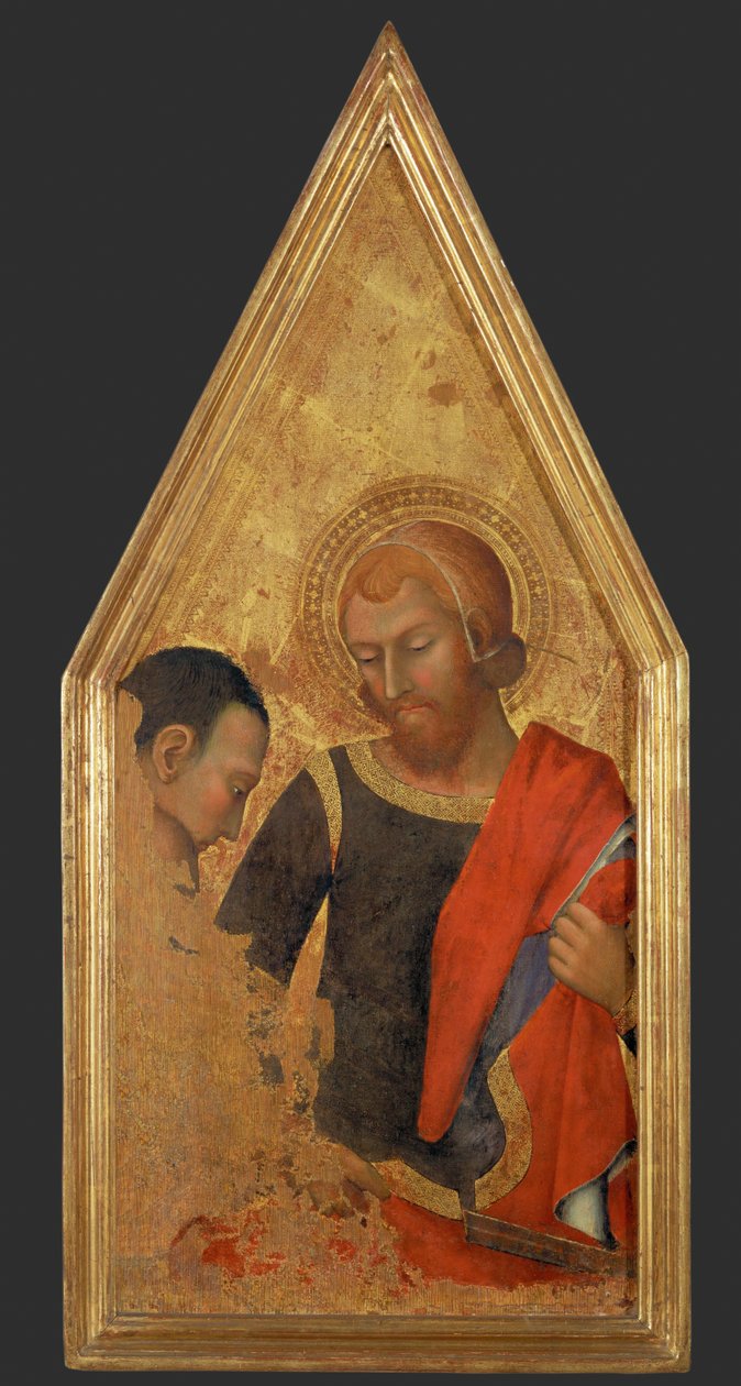 Sankt Martin av Tours delar sin rock. Baksidan av ... av Master of the Rebel Angels