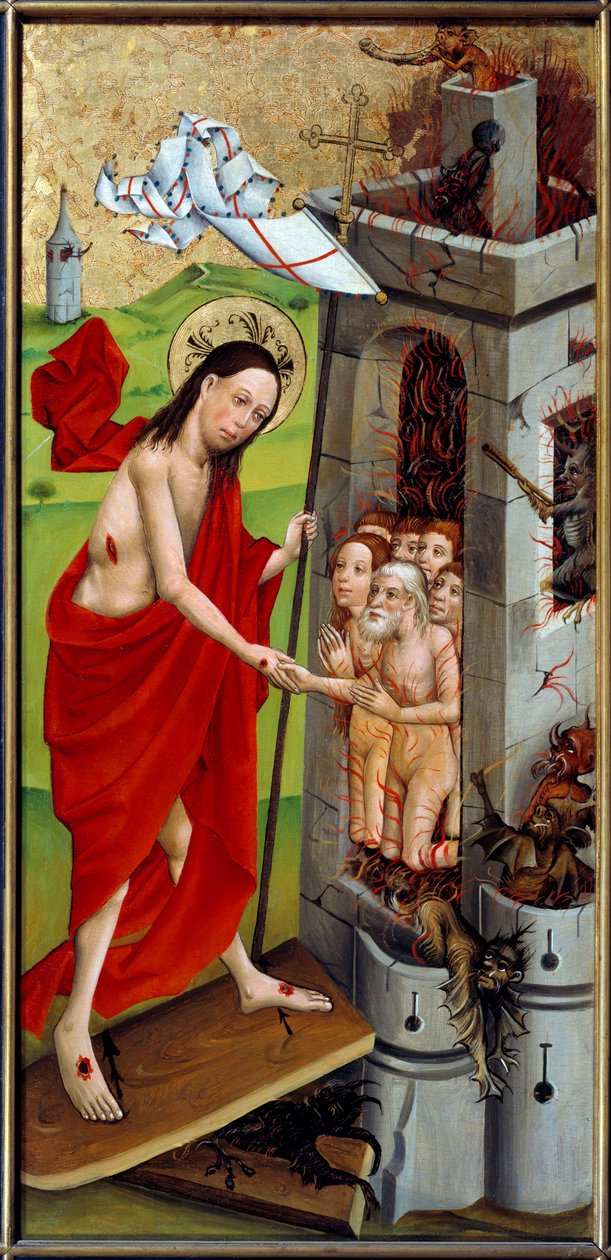 Kristus med limbo Målning på trä av mästaren på övre Rhen (1400-talet) 1460 Lyon, Musee des Beaux Arts av Master of the Rhine