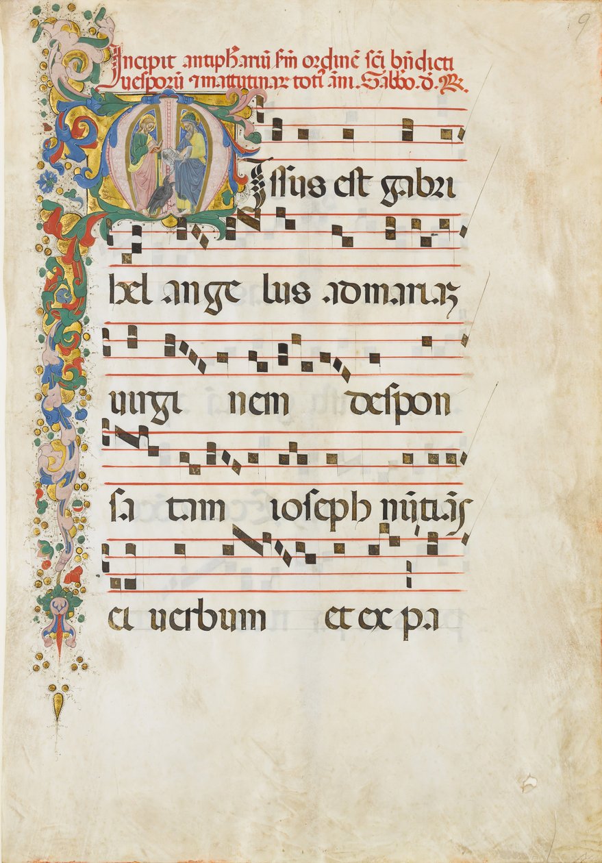 Manuskriptblad med Johannes evangelisten och Johannes Döparen..., andra halvan 1400-talet. av Master of the Riccardiana Lactantius