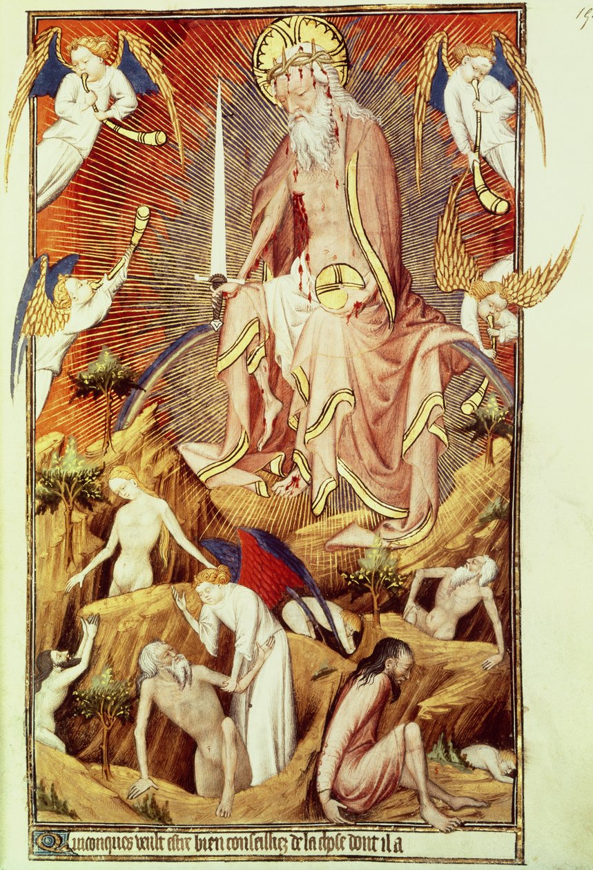 Ms Lat. 9471 f.194 Den sista domen, från Grandes Heures de Rohan, c.1418-25 (se även 121172) av Master of the Rohan Hours