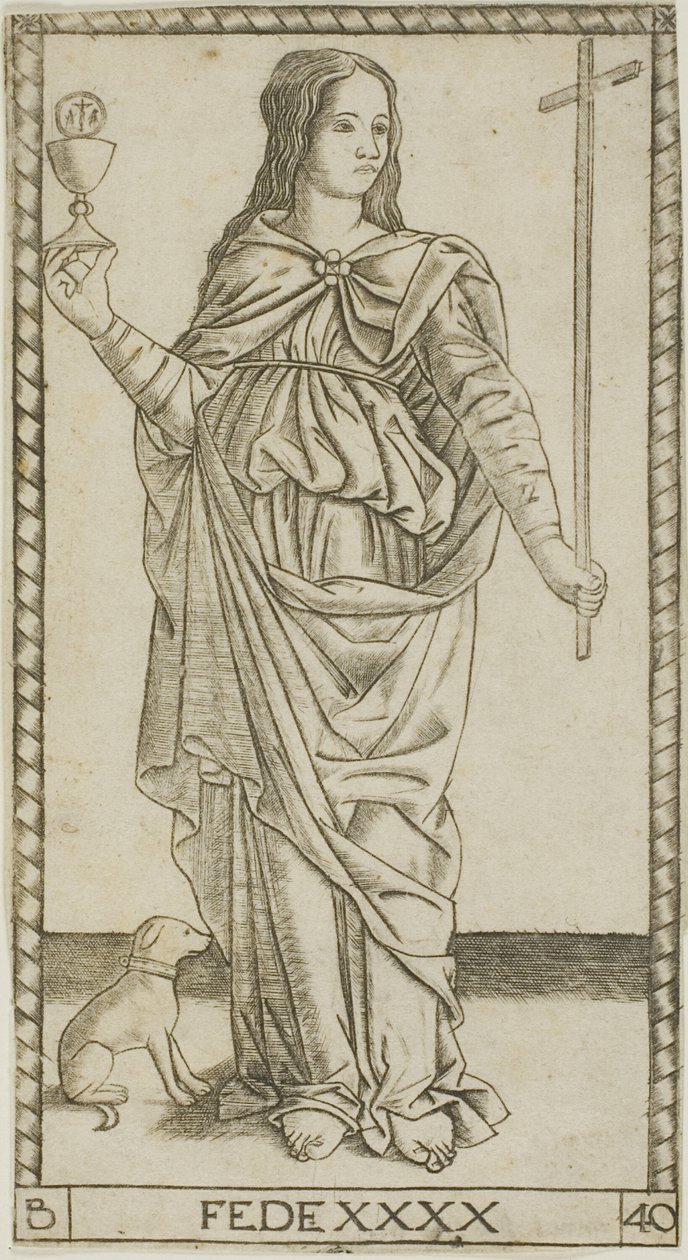 Faith, tallrik 40 från Genii and Virtues av Master of the S Series Tarocchi