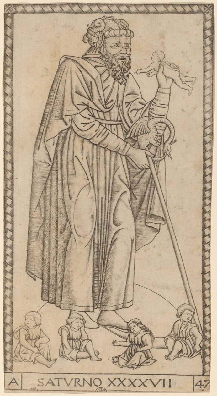 Saturno (Saturnus) av Master of the S Series Tarocchi