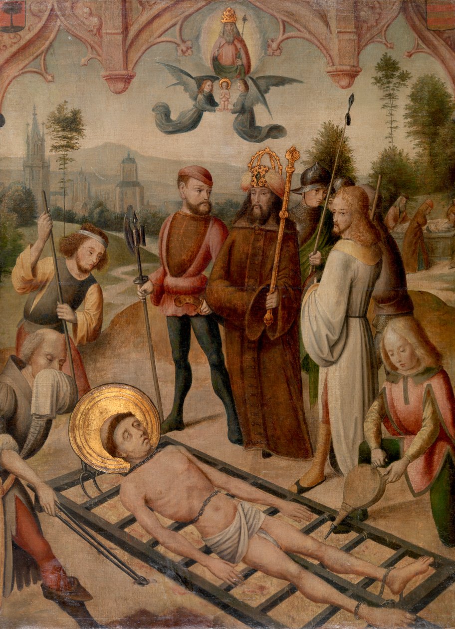 Saint Lawrences martyrskap av Master of the Saint Ursula Legend