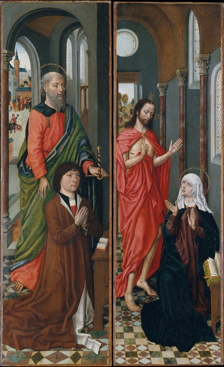 Saint Paul med Paolo Pagagnotti, Kristus som visar sig för sin mor, sent 1480-tal. av Master of the Saint Ursula Legend