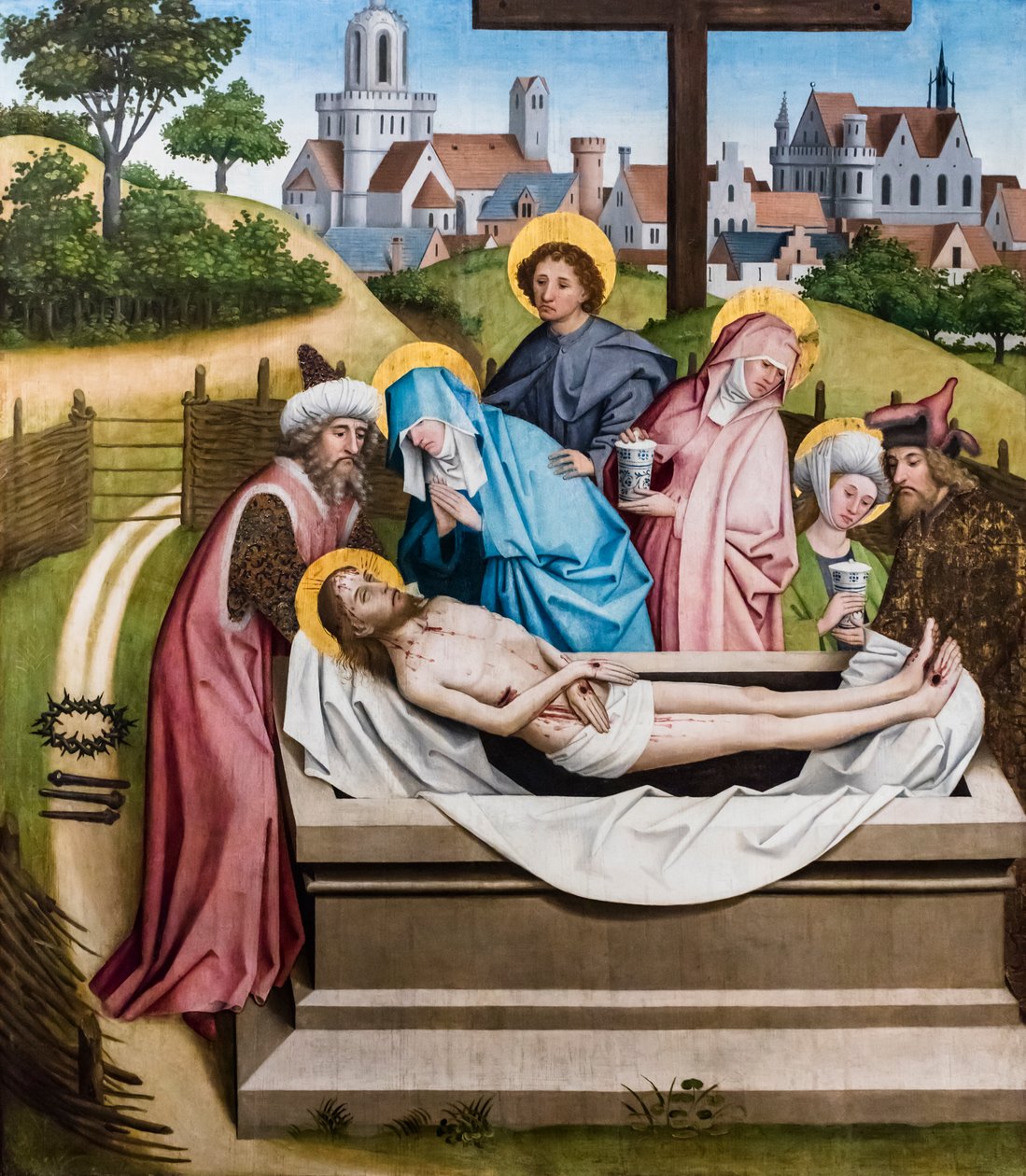 Kristi gravläggning, ca 1450/55 (Tempera och olja på granträ) av Master of the Sterzing Altarpiece