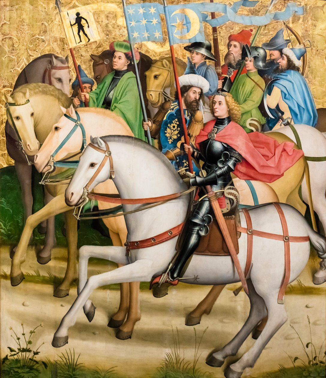 De tre vise männen och deras följe, ca 1450/55 (Tempera och olja på gran) av Master of the Sterzing Altarpiece